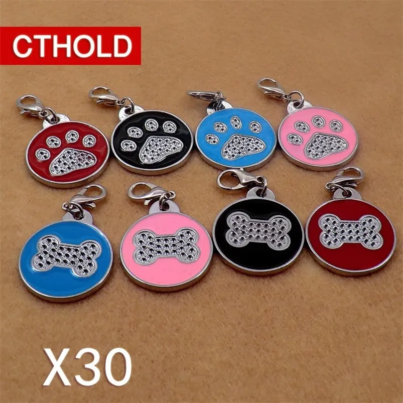 CTHOLD lot Dog ID Tag Metal Customized Pet Small Large Accessories Personalized Bone Paw Name Plate cat Collar LJ201112