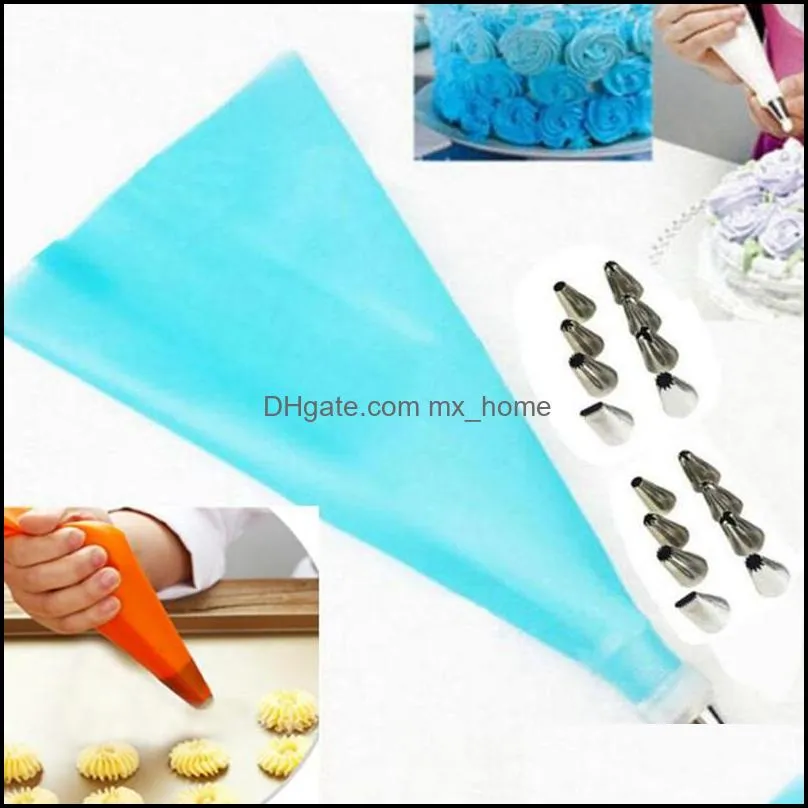 diy baking pastry cake piping tips set tool 8 nozzle tips+1 pastry bag+ 1 converter decorating supplies kit 10 pieces/set wq214