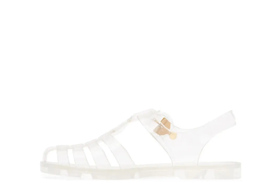 2022 ss Herren Womens Mode Gelee Flache Sandalen Transparente Gummi Sandale mit Goldschnalle Größe Euro 35-46 Jackdhstore