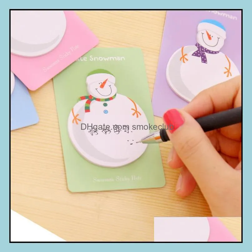 Wholesale- 4 PCS Lytwtw`s Korean Sticky Notes Cute Kawaii Snowman Post Notepad Filofax Memo Pads Office Supplies School Stationery