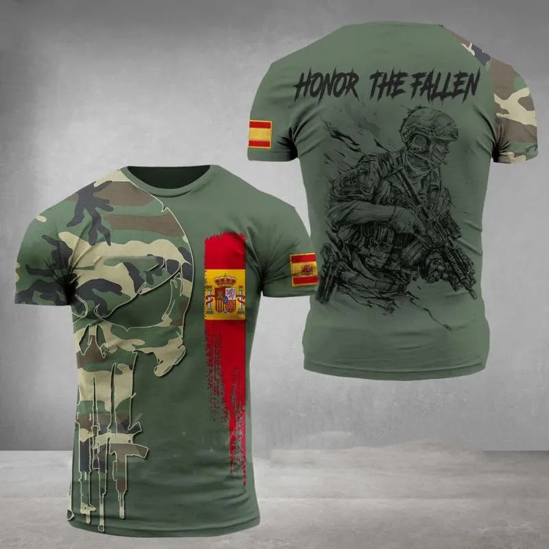 Men's T-Shirts Summer ARMY-VETERANT Shirt Men'S Spanish Portuguese Soldiers 3D Printed Tops High-Quality Special Forces T-Shirt TopMen's