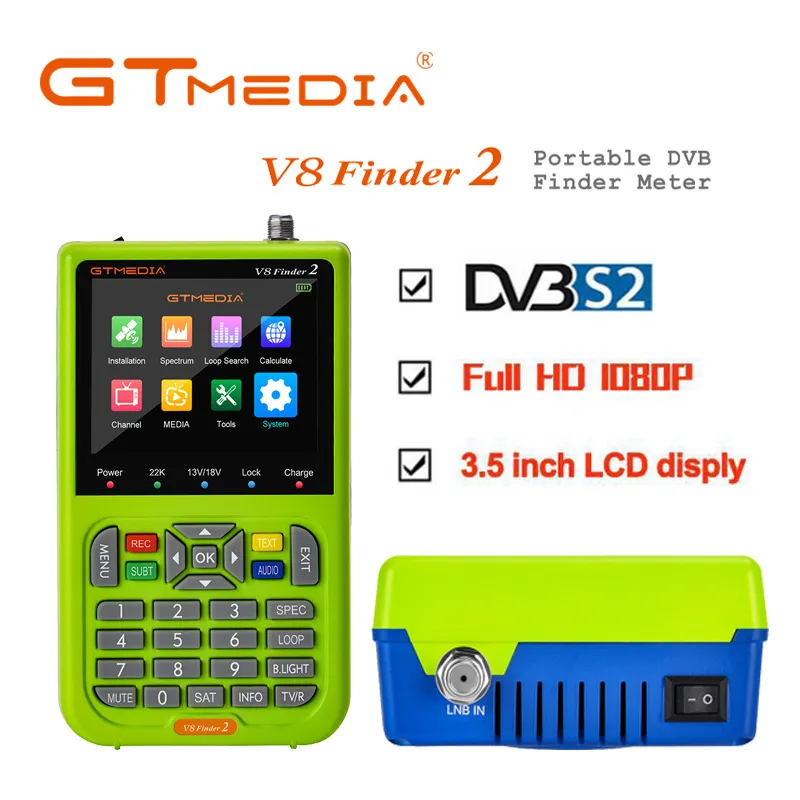 gtmedia v8 finder 2 미터 dvb-s2/s2x 위성 파인더 satfinder freesat v8finder digital sat locator