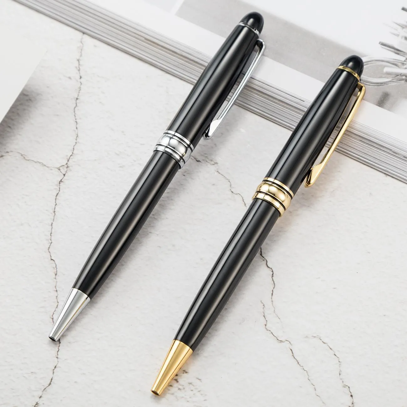 Metal Ballpoint Pen Black Neutral Business Signature Ballpoints Pens Gift stroke Office Stationery Wholesale