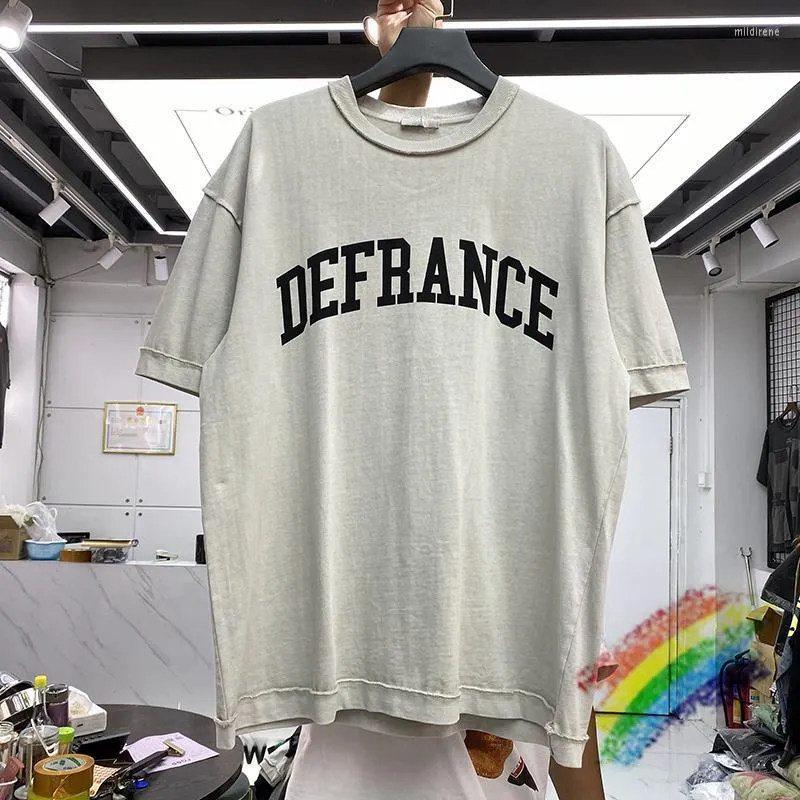 غسلت القمصان للرجال defrance t Shirt الرجال جودة جودة خمر الأكمام القصيرة قمم القمامة teemen's mild22