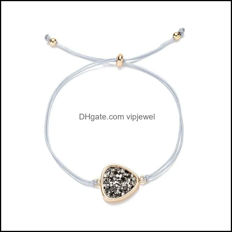 fashion 6colors resin druzy bracelet triangle irregular imitate natural stone adjust drawstring drusy bracelet bangle for women