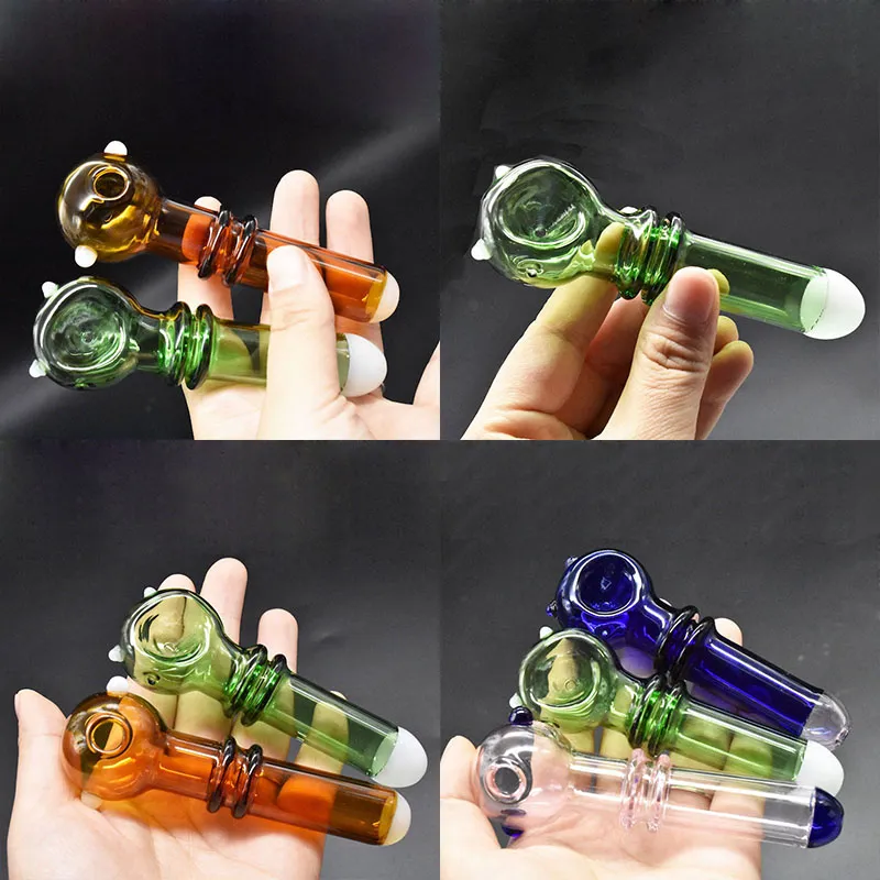 Wholesale mini newest colorful glass tobacco pipe protable thick heady oil burner hand smoking spoon pipes