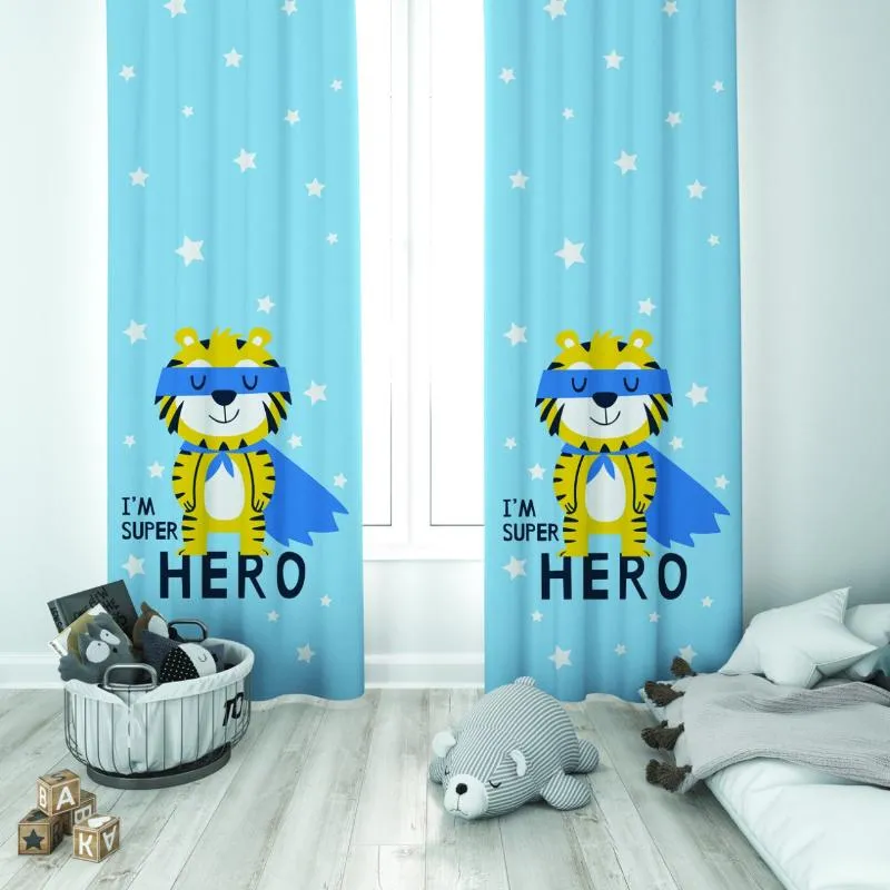 Gordijn Gordijnen Leuke Tiny Hero Tiger Baby Boy Kinder Kamer Speciale Design Luifel Haak Button Blackout Jaloerse Venster Slaapkamer