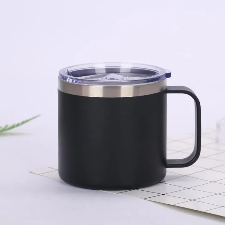 12/14oz Coffee Mugs Handle Office Cup Stanless Water Bottle Tumbler Mug Thermal Insulation Cold Beer Cups Drinkware SN4363