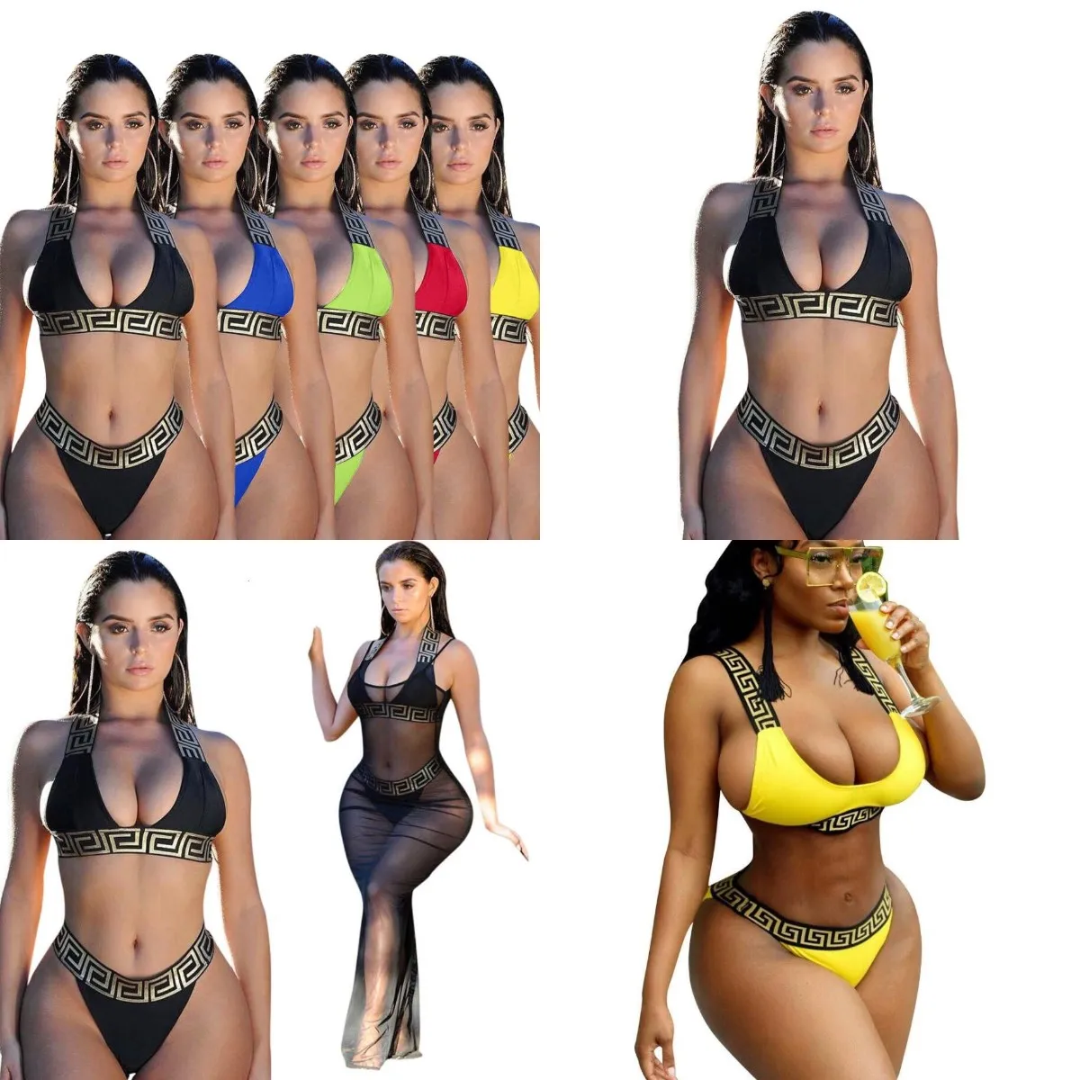 Women's Sexy Bikini Sets Two Piece Swimsuit Push Up Bra Spaghetti Straps  Bathing Suit Swimwear Swimming Costume