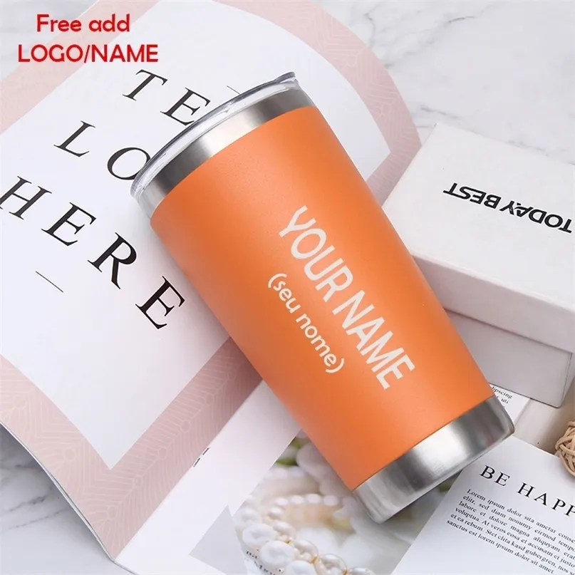 Custom Name Thermal Mug Beer Cups Stainless Steel Thermos for car Tea Coffee Water Bottle Vacuum Insulated Leakproof With Lids 220809