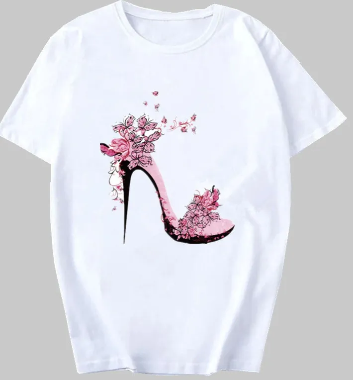 Femmes été à manches courtes chaussure florale mode dame T-shirts haut T-Shirt dames femmes graphique femme T-Shirt 220411