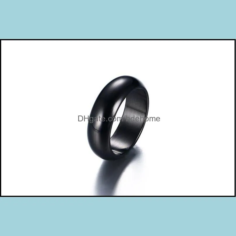 7mm titanium steel round finger rings for men women shinning gold sliver black rose gold blue simple wedding ring