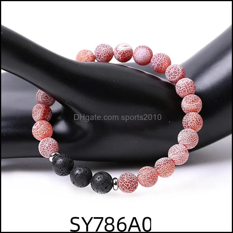 8mm red weathered agate stone beaded strand bracelet lava round beads bracelets healing energy yoga bracelet for men women sports2010