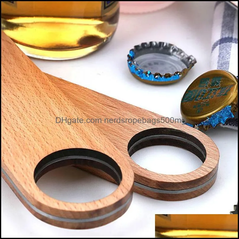 NEWBig Wood Handle Bartender Bottle Openers Wine Beer Soda Glass Cap Opener Kitchen Bar tools RRE11530