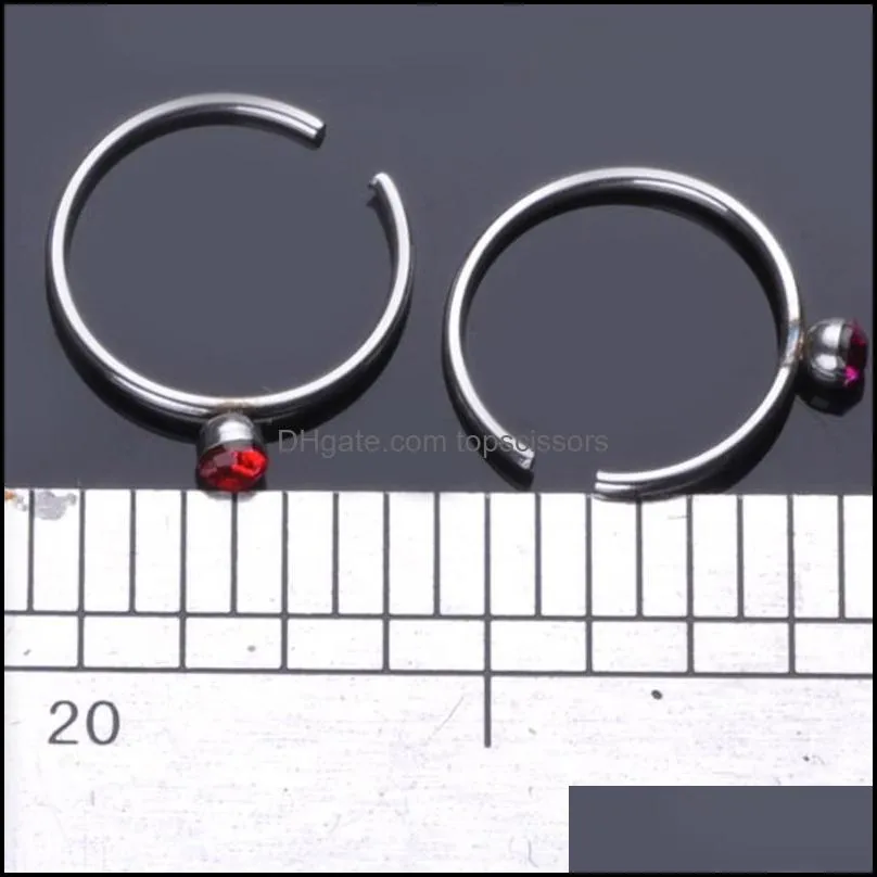 40 pieces nose ring with stone colorful surgical steel noses cartilage rings set for both men and women