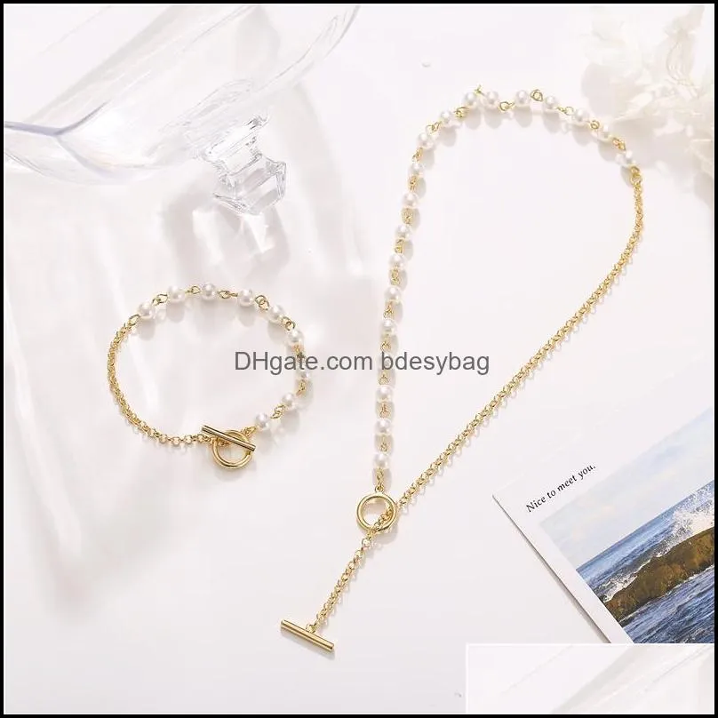 link, chain fashion multi-layer pearl pendant bracelet for women cute gold silver color bracelets kpop jewelry girl gift