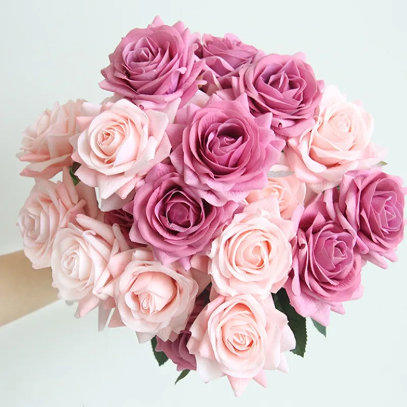 Roses Artificial Flower DIY Bride Bouquet for Wedding Decoration Party Home Decors Valentine's