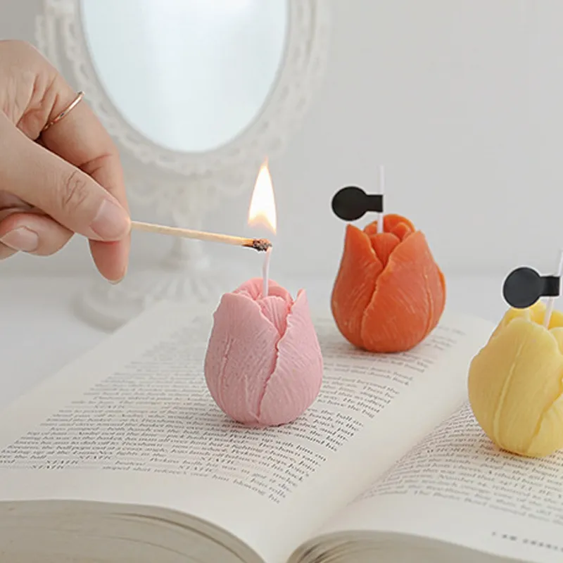 Tulip Candle Aroma Decoration Wedding Souvenir d'anniversaire Gift Decoration Accessoires Fleur élégante Cadeau mignon