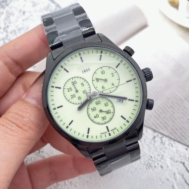 2022 고급 남성 시계 모든 다이얼 작동 쿼츠 시계 고품질 1853 최고 브랜드 크로노그래프 시계 스틸 벨트 패션 식스 바늘 작업 도매 montre de