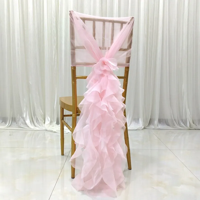 Vintage Blush Pink Ruffled Chair Covers Romantic Pink Chair Sashes
