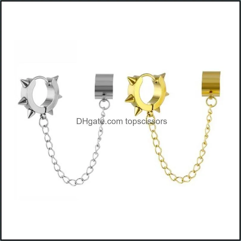 titanium steel chain ear cuff body jewels clip on earring clips with chains for men and women
