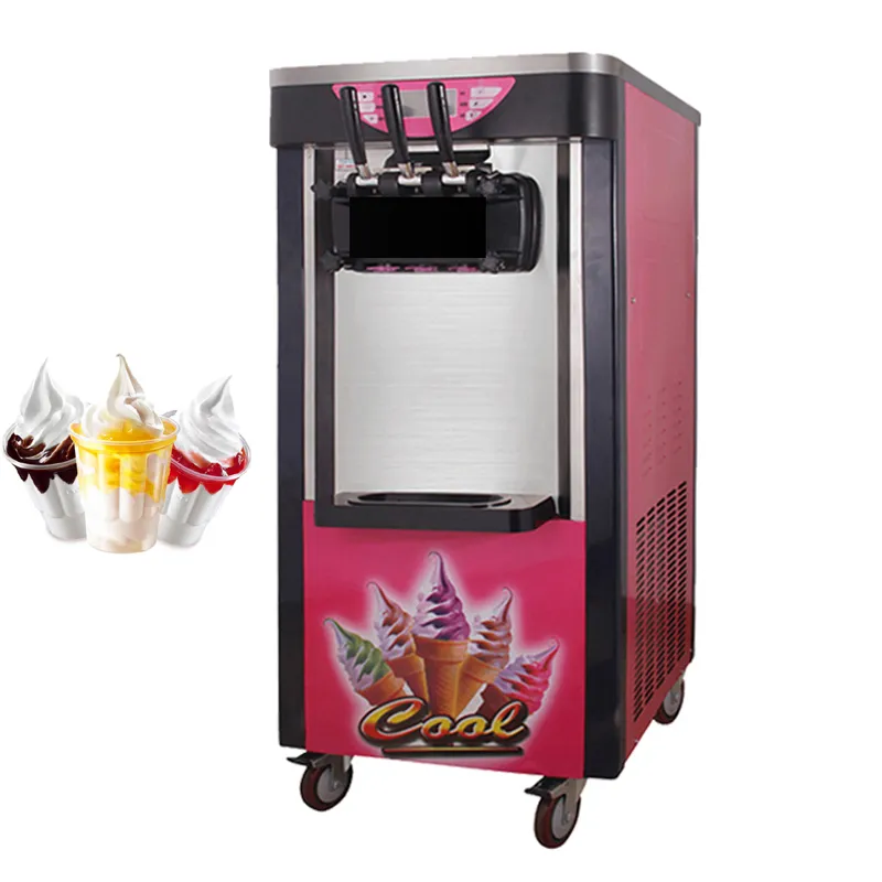Machine à crème glacée molle de haute qualité panneau LCD électrique fabricant de crème glacée trois saveurs 2100W