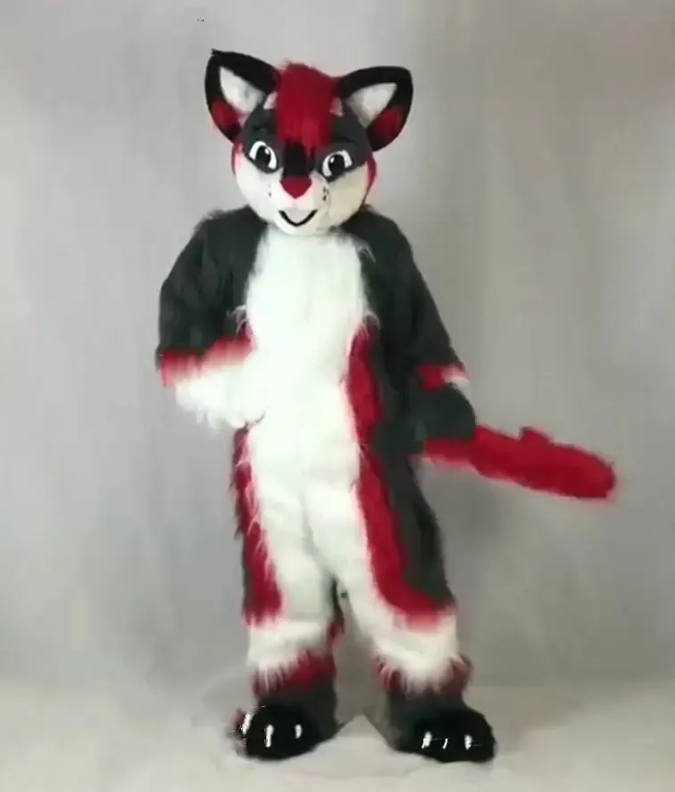 Costumes De Luxe Longue Fourrure Husky Chien Loup Chien Renard Fursuit Mascotte À La Main Anime thème personnage De Noël Carnaval Fête Fantaisie Costumes