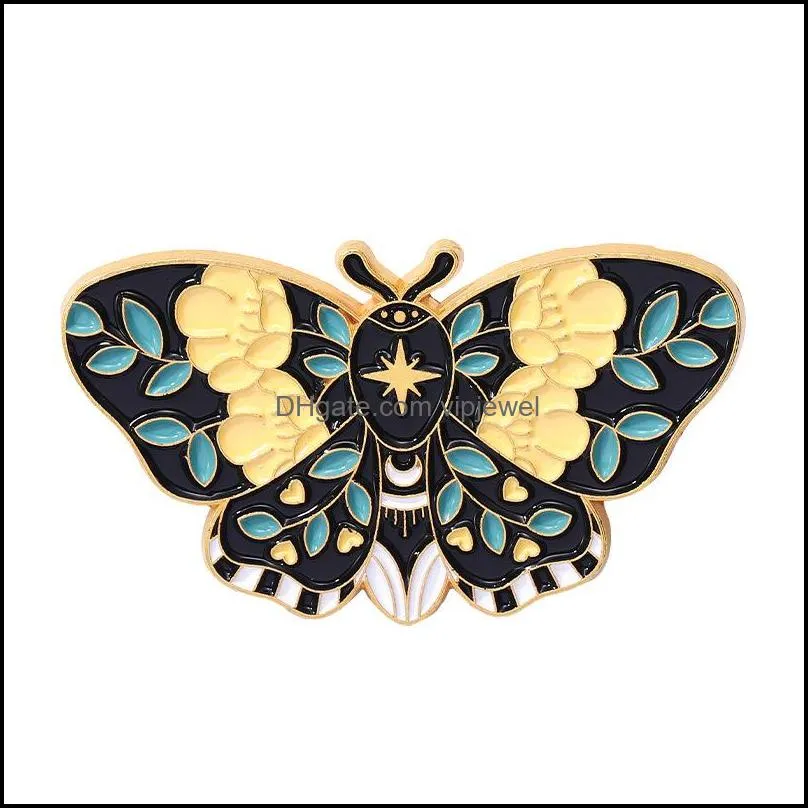 cartoon butterfly moth brooch unisex alloy animals series lapel pins flower leaf moon enamel corsage badges european backpack cowboy clothes insect