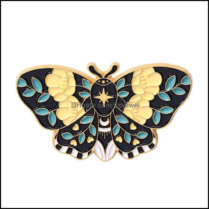 cartoon butterfly moth brooch unisex alloy animals series lapel pins flower leaf moon enamel corsage badges european backpack  clothes insect