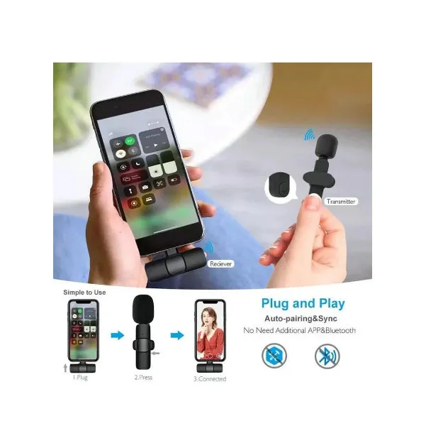 Wireless Lavalier Microphone for iPhone Mini Mic Audio Video Recording 