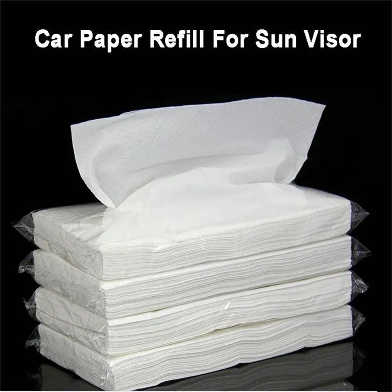 Carro de papel extraível de papel veículo pendurado solar papel de viseira artificial Caixa de lenço de tecido de recarga artificial Acessórios de interiores 210326