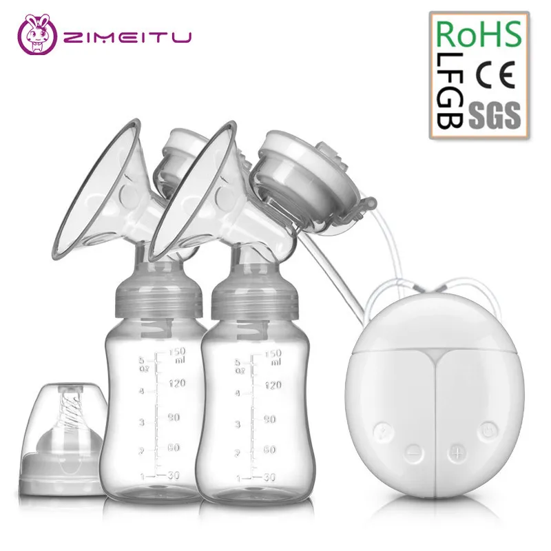 Zimeitu مضخات الثدي الكهربائية المزدوجة مضخات صلبة شفط USB مضخة الثدي الكهربائية مع زجاجة حليب الطفل وسادة الحرارة الباردة nippl 220524