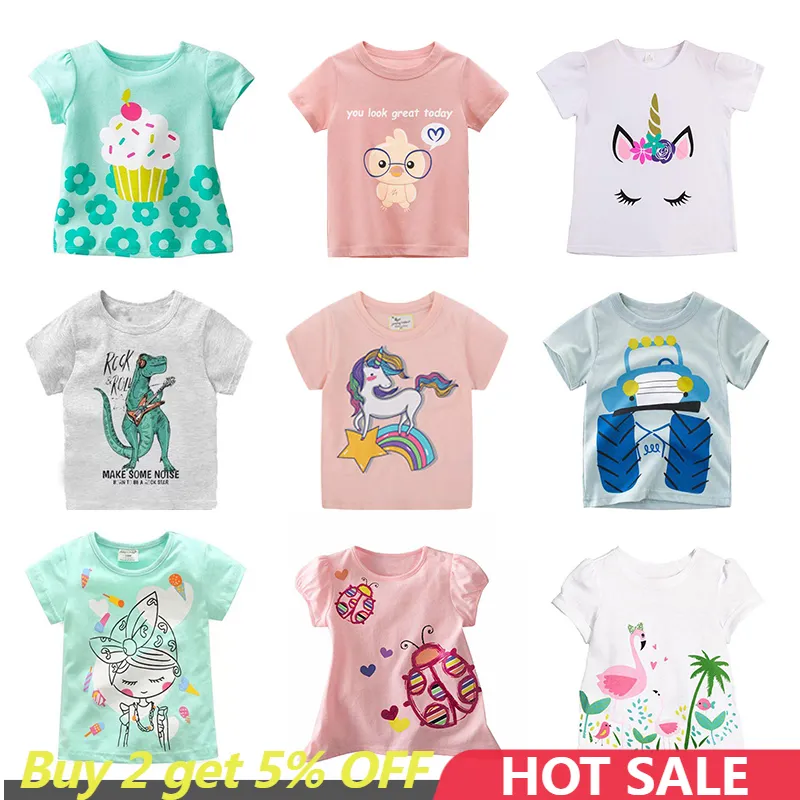 Magliette per ragazzi Dinosauri Magliette per ragazze stampate per cartoni animati Magliette per bambini Vestiti a maniche corte per abiti estivi per bambini 220620