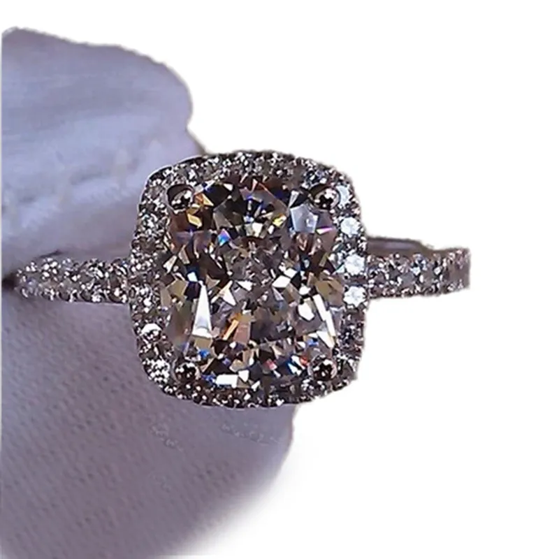 Nieuwe trendy kristal zirkoon verlovingsringen voor vrouwen vrouwelijke S925 zilveren bruiloft sieraden accessoires cadeau mode vrouwen ringen