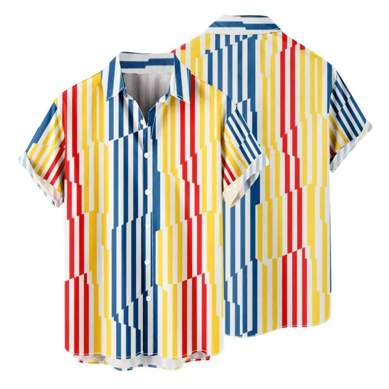 Men's Casual Shirts Leotard Men Hawaiian Summer Short Sleeve Printed Fit Beach Button Down With Pocket White Tech Shirt MenMen's