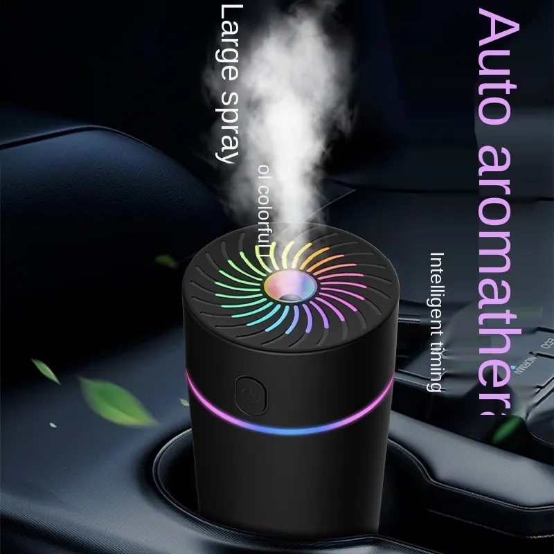 Bilfuktare ultraljud USB aroma eterisk olja diffusor romantisk färg nattlamp mist maker fuktadificador bärbar