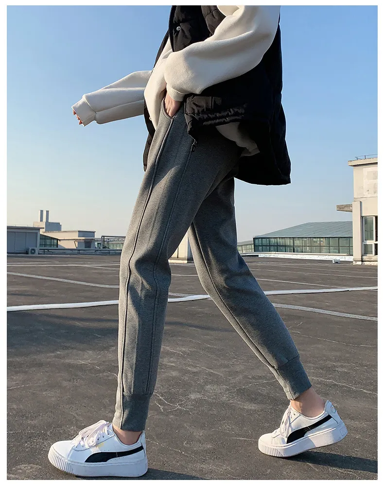 Harem Womens Winter Casual Loose Joggers Korean Style Black High Waist Grey  Thick Fleece Workout Korean Sweatpants 220325 From Mu03, $19.36