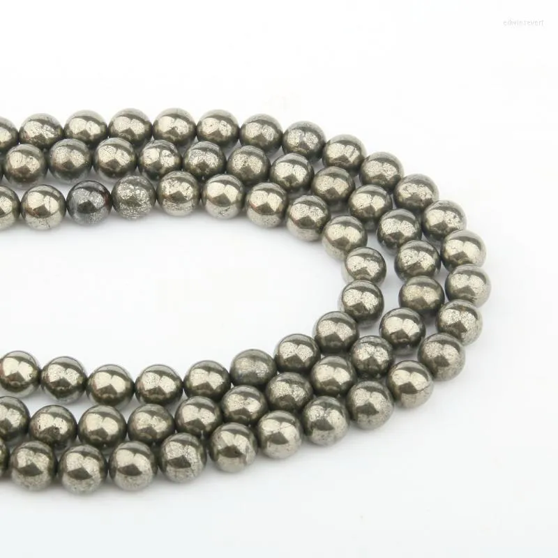 Autres perles de pierre naturelle Pyrite 4/6/8/10/12mm bijoux de mode en vrac pour la fabrication de collier Bracelet à bricoler soi-même Edwi22