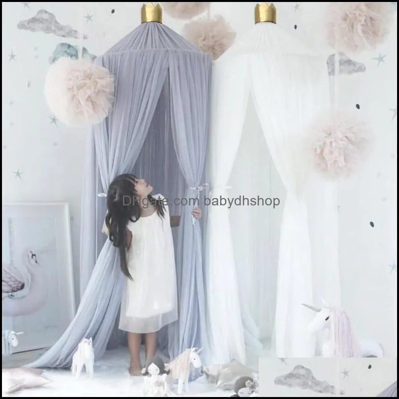 Baby Mosquito Decor Net Crib Canopy Cot Bed Curtain Valance Hung Dome Girls Nursery Room Decor Princess Canopy Kids Play Tents