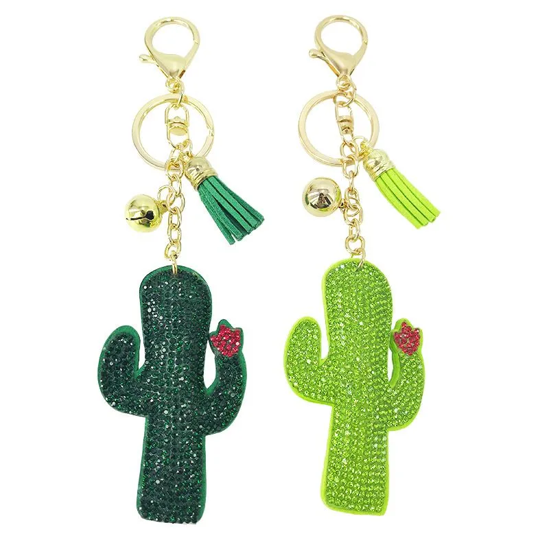 Mode kvinnor kaktus nyckelringar hänge diy växt tofs påsar nyckelring tillbehör