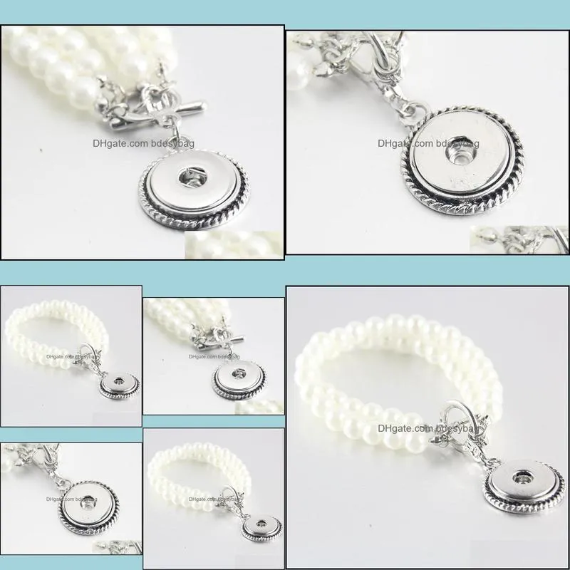 tennis 1pcs one direction high quality pearl beads bracelet&bangles (fit 18mm snap button ) bracelets for women jewelry buttons