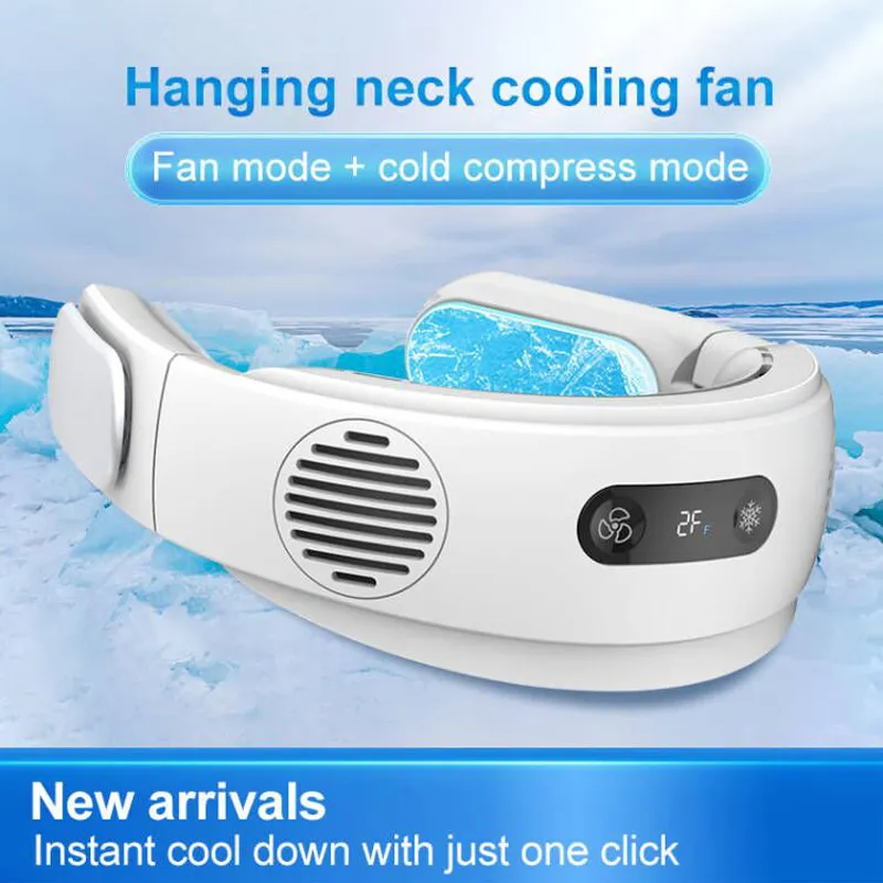 Mini ventilador portátil de cuello colgante, enfriador de aire acondicionado móvil, portátil, plegable, sin aspas, ventilador USB de refrigeración de cuello, batería de 5000mah