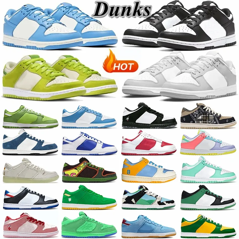 Designer SB Low Mens Women Casual Shoes Leather Green Apple Racer Blue Black White Chunky Two Tone Grey Midas Skate Atlas Lost UNC Coast Chicago Chlorophyll Trainers