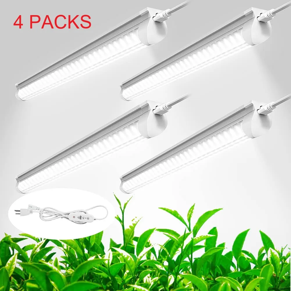 US Stock Jesled T8 4ft LED Tube Grow Light 6000K 40W Koud Wit Volledig Spectrum Transparant Cover 4 Packs