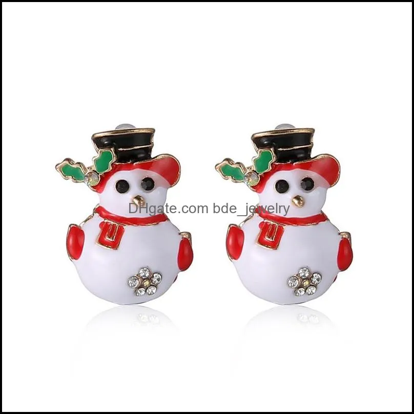 2016 Christmas Jewelry women Stud Earrings Christmas Tree Snowman Deer Santa Claus Diamonds Earring For sale Ladies Christmas Fashion
