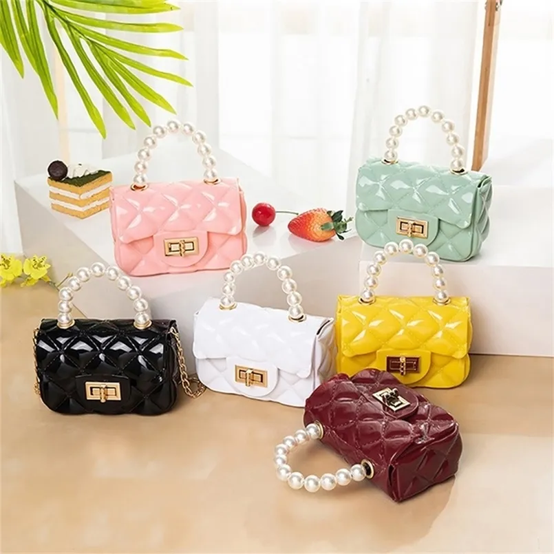 Coréen enfants sacs à main et sacs à main Mini bandoulière filles mignonnes perle sacs à main fourre-tout petite fille petite pochette à monnaie fête sac à main cadeau 220630gx