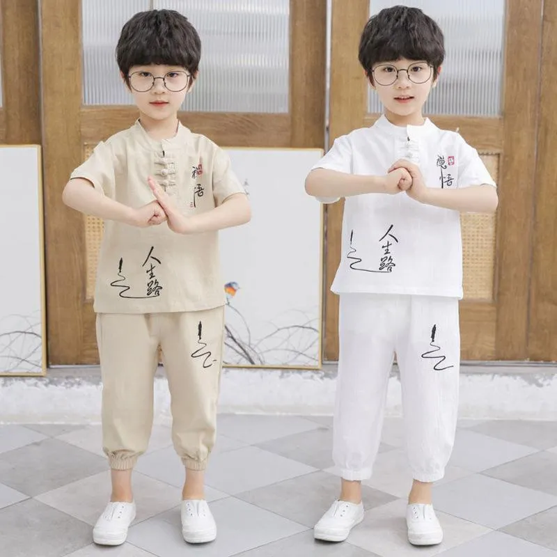 Одежда наборы Fashion 2022 Summer China Vintage Kid Boy Casual Trade Cleeft For-Swint Bink Pant 2peeces для 2 3 4 5 6 9clothing