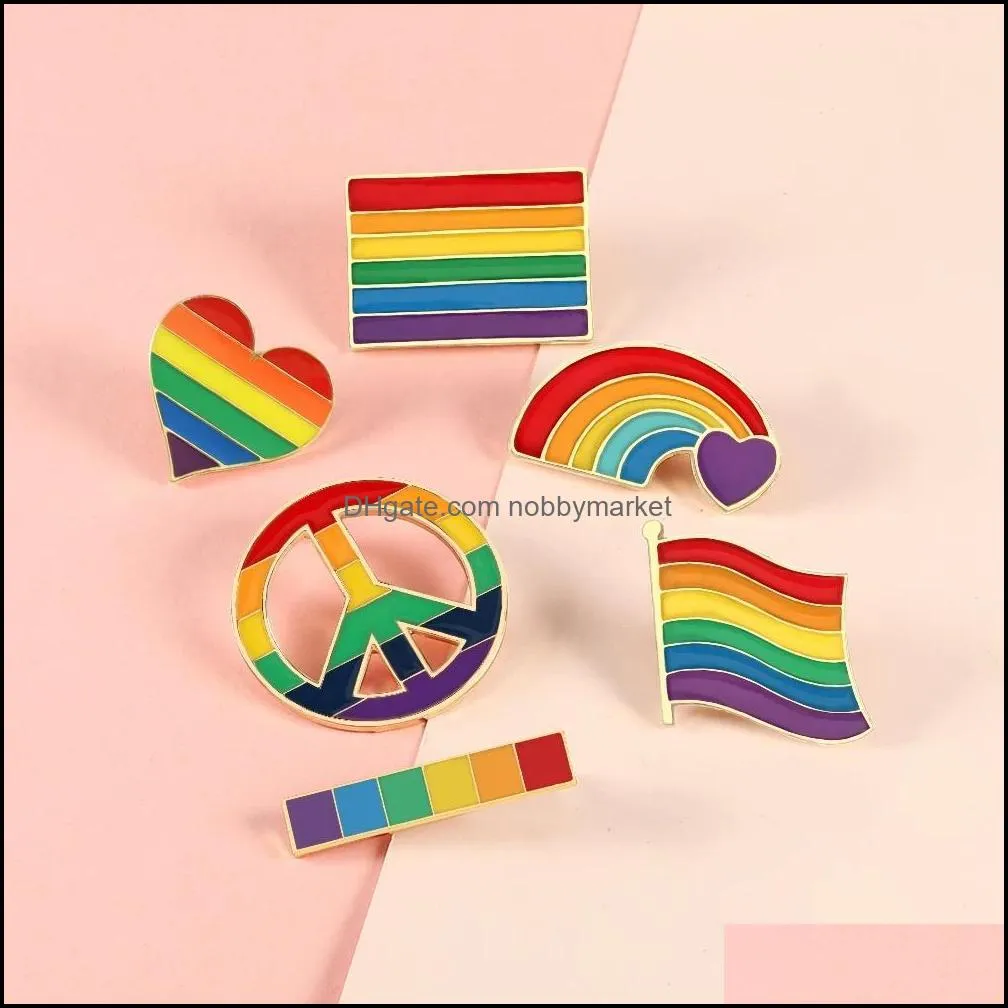 Pride Heart Rainbow Brooch Flag Hot Air Balloon Love and Peace Enamel Pins Bag Clothes Metal Lapel Pin Badge Unisex Jewelry