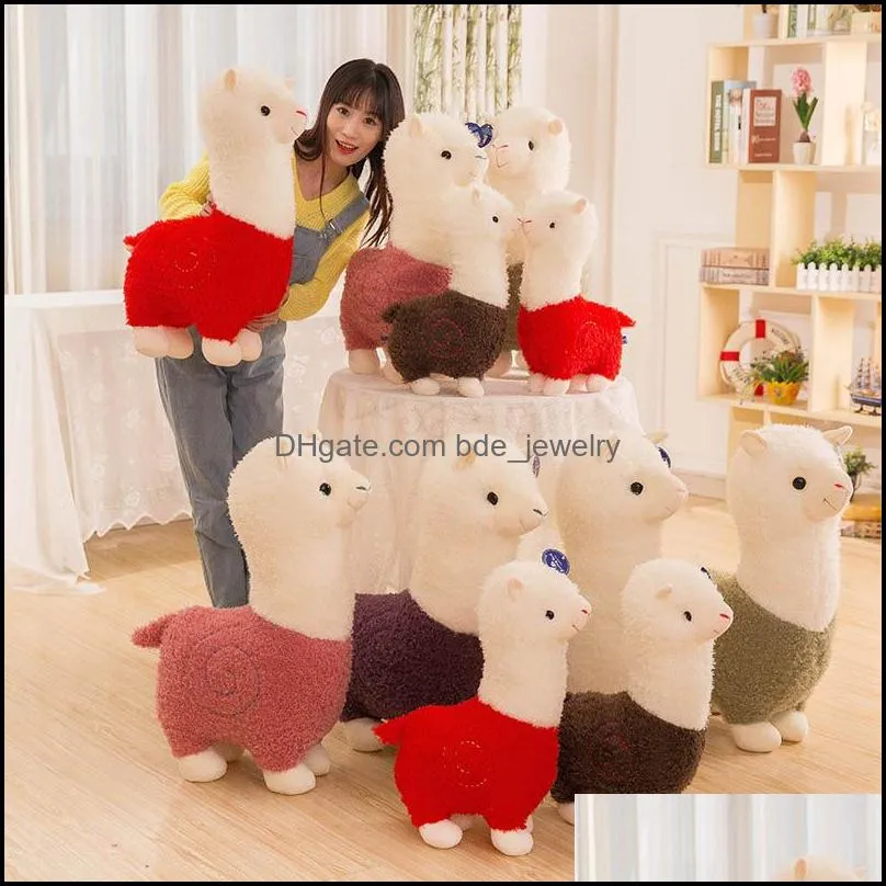 Doldurulmuş peluş hayvanlar hayvan 28cm/11 inç alpaca yumuşak oyuncaklar kawaii çocuklar için sevimli Noel şimdiki 6 renk D bdebaby dhmus