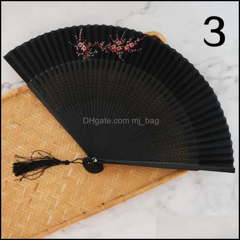 chinese style party favor plum chiffon fabric folding fan dance wedding hand held flower women photo prop tool art craft